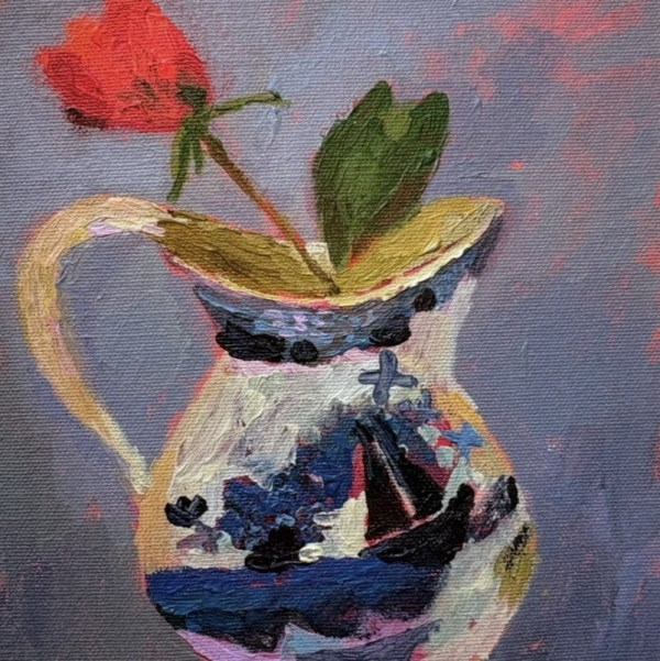 Blue Boat and Red Rose