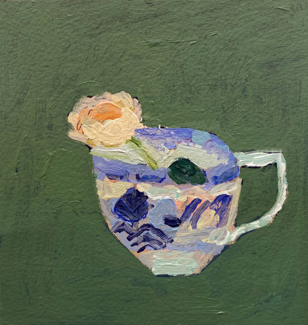 Blue Willow with Orange Rose