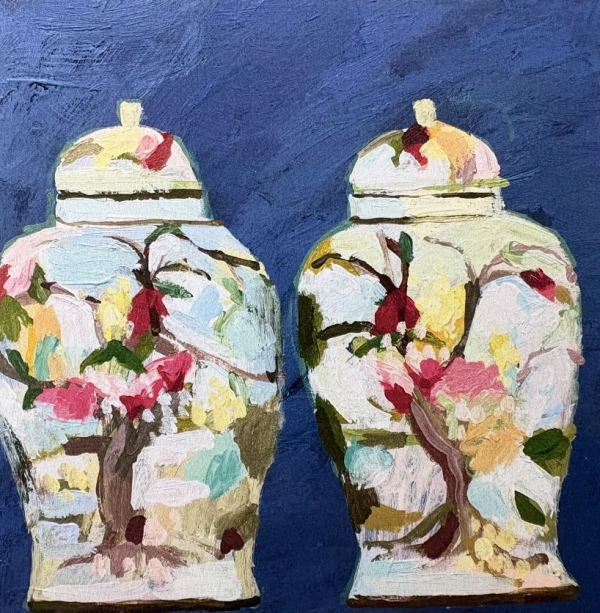 Chinese Blossom Tree Urns