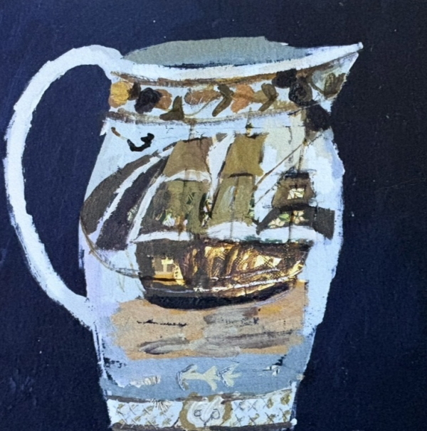 English Creamware Gilt Pitcher 