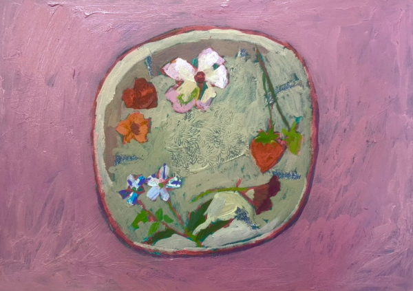 Strawberry and Nasturtium Plate 