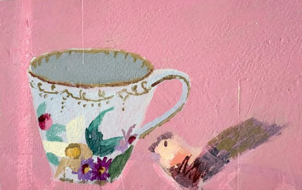 Teacup  and Small Bird